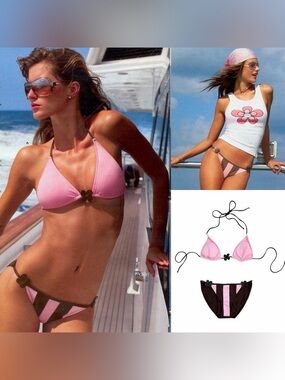 Leather Flower Stripe Bikini As Seen On Gisele Bündchen & Alessandra Ambrosio